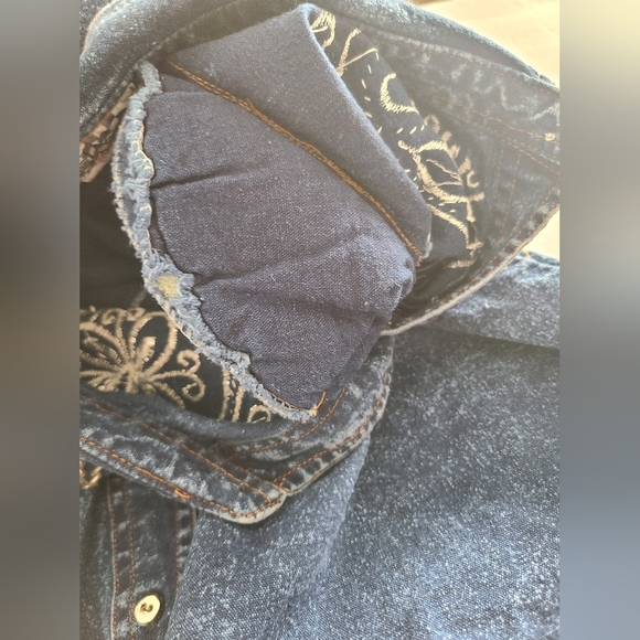 Vintage Brelly Bleu II Embroidered Denim Shirt Sz.1X Women's - Picture 6 of 8